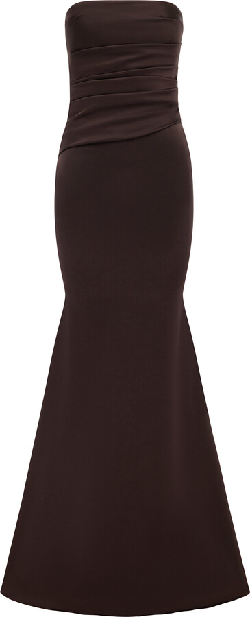 Alex Perry Strapless Drape Gown In Satin Crepe