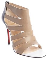 Thumbnail for your product : Christian Louboutin beige and black cutout leather open toe heel booties