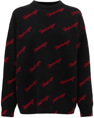 Balenciaga Logo wool blend knit sweater - ShopStyle