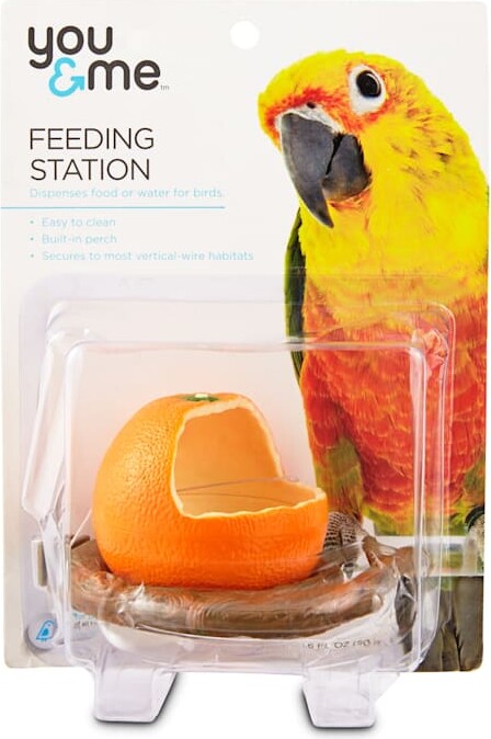 You&me Orange Seed Cup Bird Feeder, Small