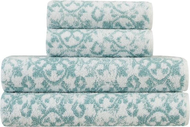 Jessica Simpson Aziza 4-Piece Forget Me Not Blue Cotton Towel Set