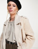 Thumbnail for your product : Object oversized coat with teddy inserts in beige