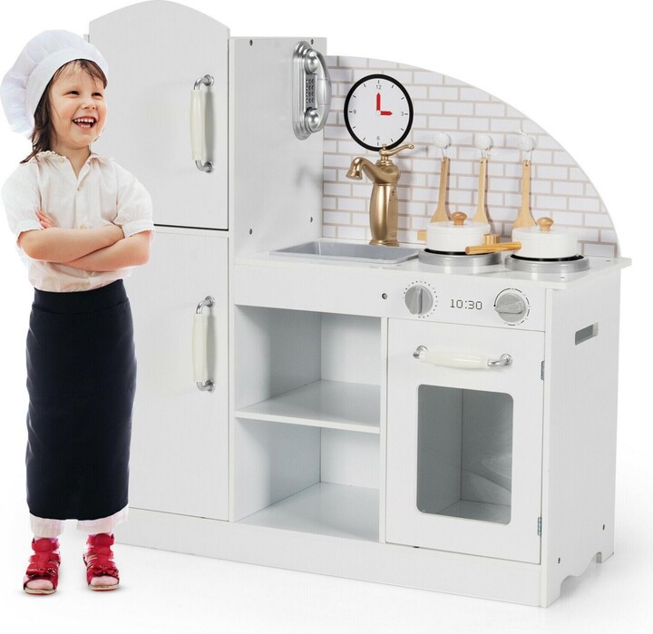 Sugift Kids Kitchen Playset Pretend Play Cooking Set with Vivid Faucet and Telephone
