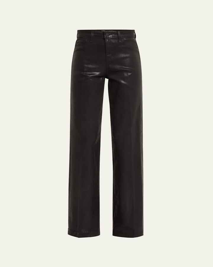 L'Agence Clayton Coated Wide-Leg Jeans