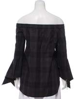 Thumbnail for your product : Tibi Plaid Off-The-Shoulder Top