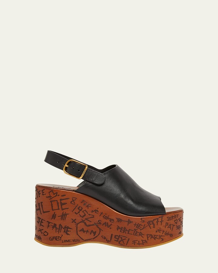 Chloé Maxime Leather Slingback Platform Sandals