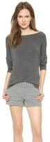 Thumbnail for your product : Alice + Olivia AIR by Long Sleeve Top with Leather Trim