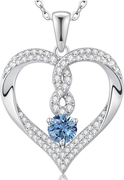 Empire DigiLabs InfinityHeartBirthstoneNecklacesforWomen,925SterlingSilverForeverLovePendantJewelry03-SeaBlue-925sterlingsilver18