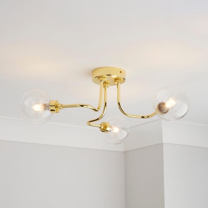 Dunelm Tanner 3 Light Semi Flush Ceiling Fitting Gold ShopStyle