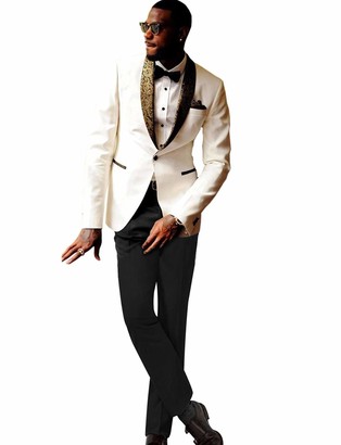 cream and black tuxedo jacket