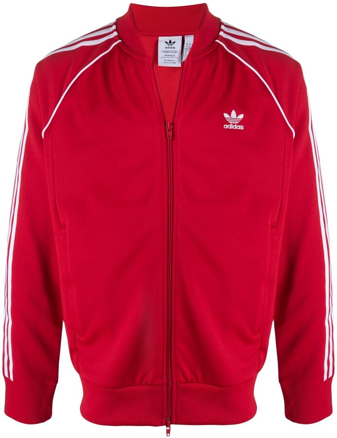 adidas track jacket mens red