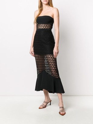 David Koma Geometric-Pattern Strapless Dress
