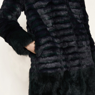 Maje Short striped fur coat