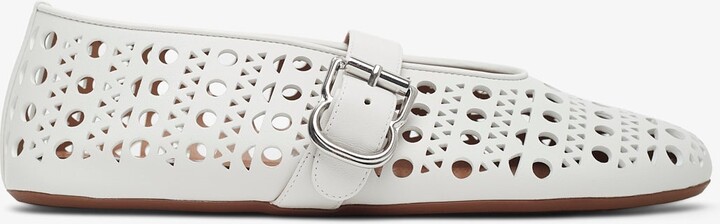 Vienne white leather ballet flats