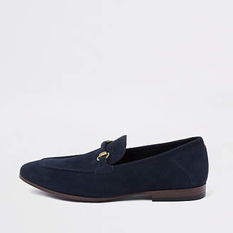 River Island Navy faux suede snaffle loafer