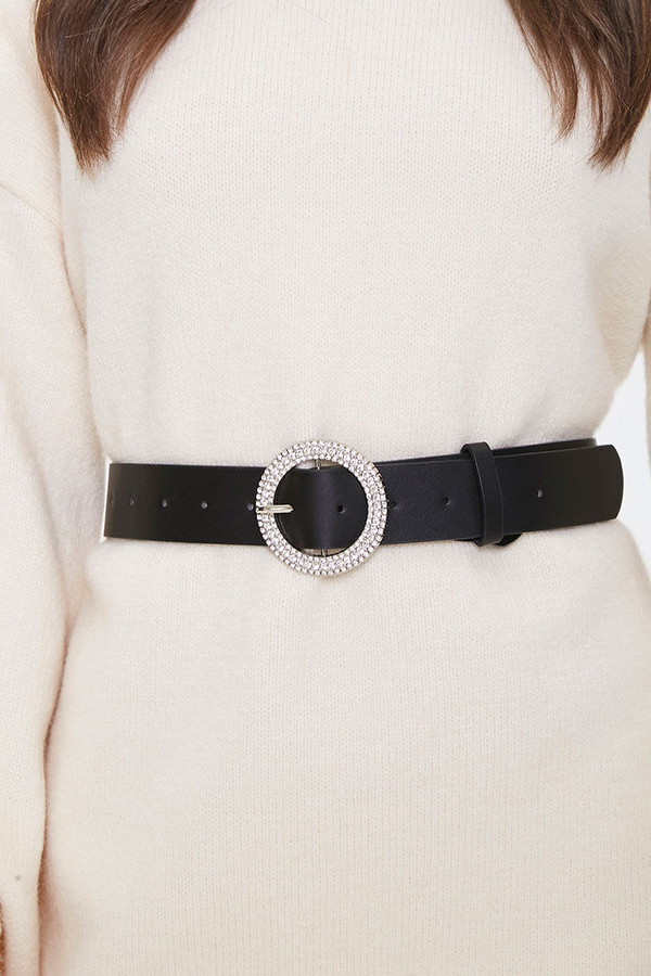 black belt with rhinestone buckle