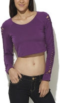 Thumbnail for your product : Arden B Braided Sleeve Crop Top