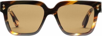 Gucci Eyewear Rectangular-frame tortoiseshell sunglasses