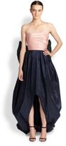 Thumbnail for your product : Oscar de la Renta Colorblock Silk Strapless Gown