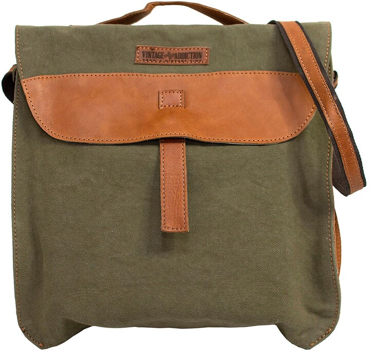 Vintage Addiction Olive Green Canvas Crossbody Bag ShopStyle