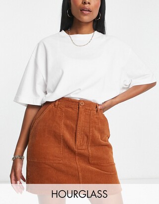 ASOS DESIGN Hourglass cord patch pocket mini skirt in rust