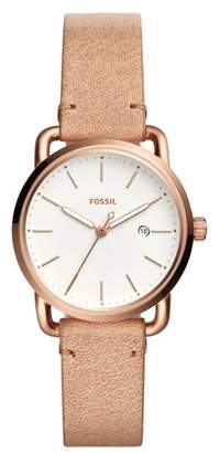 Fossil Commuter Leather Strap Watch, 34mm