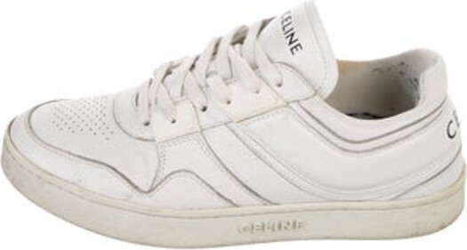 Celine Leather Low Top Sneakers White Round-Toes Lace-Up Closure at Uppers Includes Box & Dust Bag Designer