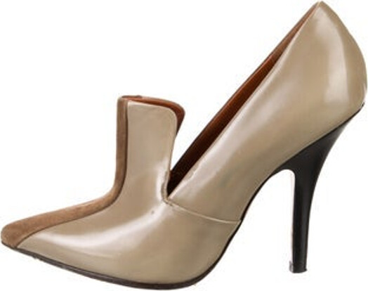 Celine Leather Pumps Brown Suede Trim Pointed-Toes Unfortunately, due to restrictions, this item may not be eligible for shipping in all areas.