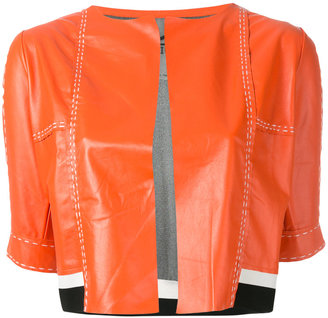 Aviu cropped short sleeve jacket - women - Leather/Polyamide/Polyester/Viscose - M