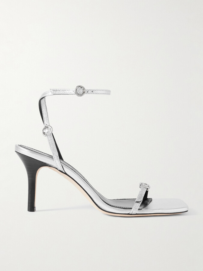 AEYDĒ Hallie Metallic Leather Sandals - Silver