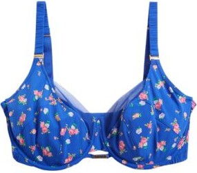 Floral Print Non-Wired Padded Plunge Bra A-E