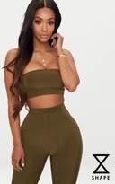 Thumbnail for your product : PrettyLittleThing Shape Sage Green Slinky Bandeau Top