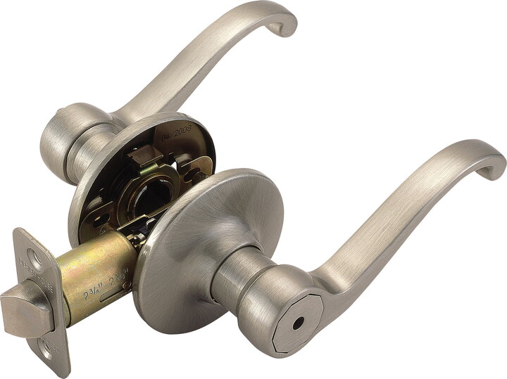 Design House Scroll Privacy 2-Way Bed and Bath Door Lever, Satin Nickel