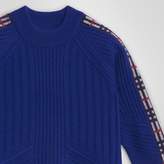 Thumbnail for your product : Burberry Check Detail Wool Cashmere Sweater