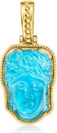 Ross-Simons Ross-SimonsItalianTagliamonteBlueVenetianGlassFloraEnhancerPendantin18ktGoldOverSterlingSize1.50