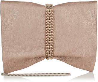 Jimmy Choo CHANDRA/M Ballet Pink Pearlised Leather Clutch Bag with Chain Link Bracelet