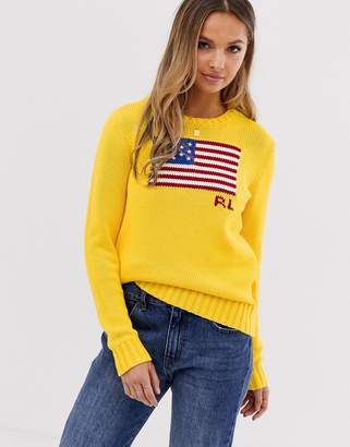 Polo Ralph Lauren flag logo cable knit jumper