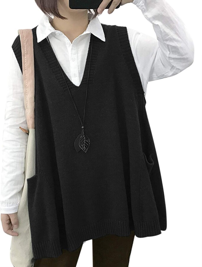 black sleeveless jumper womens