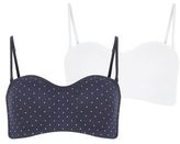 Thumbnail for your product : New Look Teens 2 Pack Navy Polka Dot and Cream Longline Bras