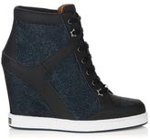 Thumbnail for your product : Jimmy Choo Panama  Lamé Glitter and Waxed Metallic Leather Wedge Sneakers
