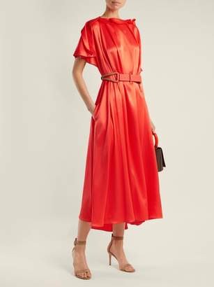 Roksanda Emore Ruffle-trimmed Satin Dress - Womens - Red