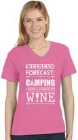 Thumbnail for your product : Camper Tstars Weekend Forecast Camping with Wine Funny Gift V-Neck Women T-Shirt