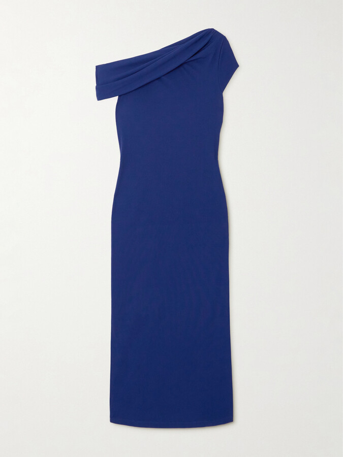 Givenchy Asymmetric Draped Crepe Midi Dress - Blue