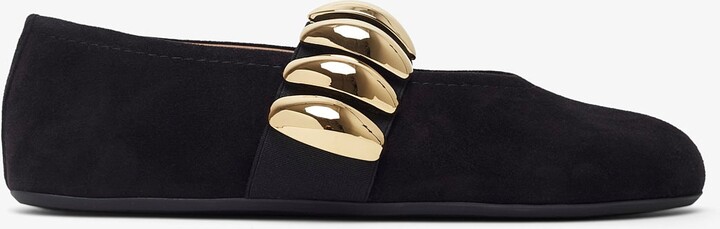 Black jewel ballet flats