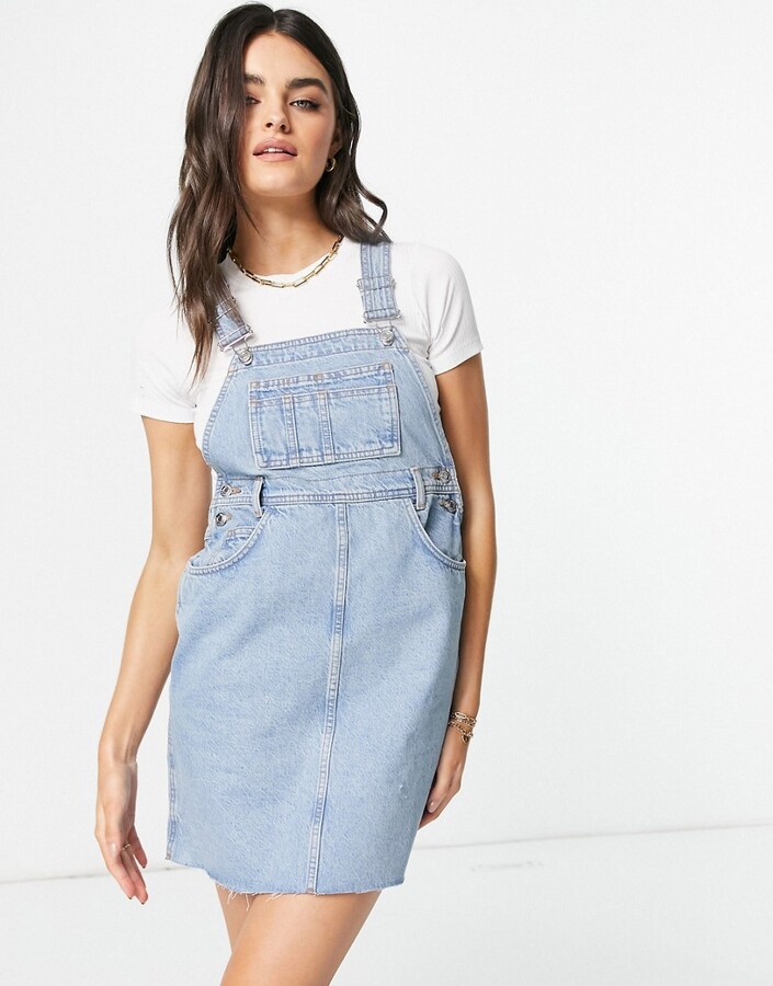 long denim dungaree dress
