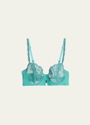 ASOS DESIGN Rose satin padded bra with bows in forest green