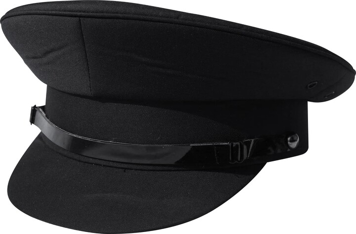 Thorness Black Chauffeur Style Peaked Cap | Size 57cm | Traditional Style  Ideal for Weddings - ShopStyle Hats
