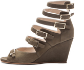 Thumbnail for your product : Chloé Calfskin Leather Belted Wedges in Military Green