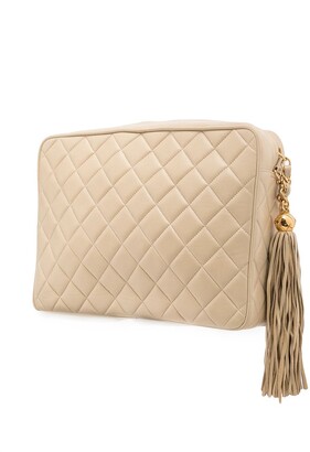 Chanel Pre Owned 1992 CC diamond-quilted tassel crossbody bag
