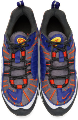 Nike Grey and Orange Air Max 98 Sneakers